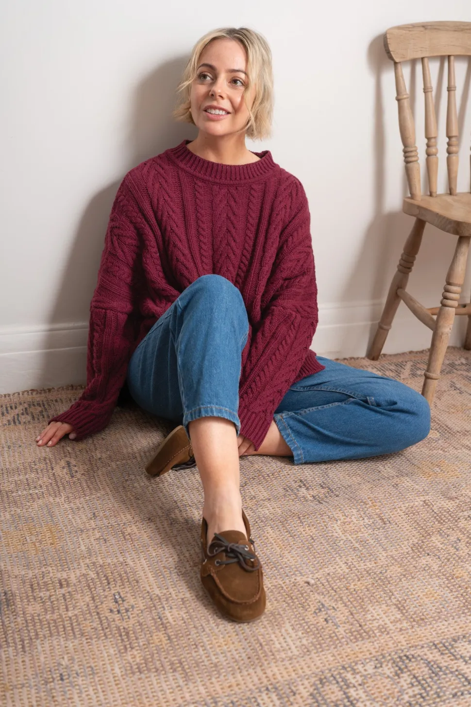 Maxted Soft Touch Cable Pullover - Plum