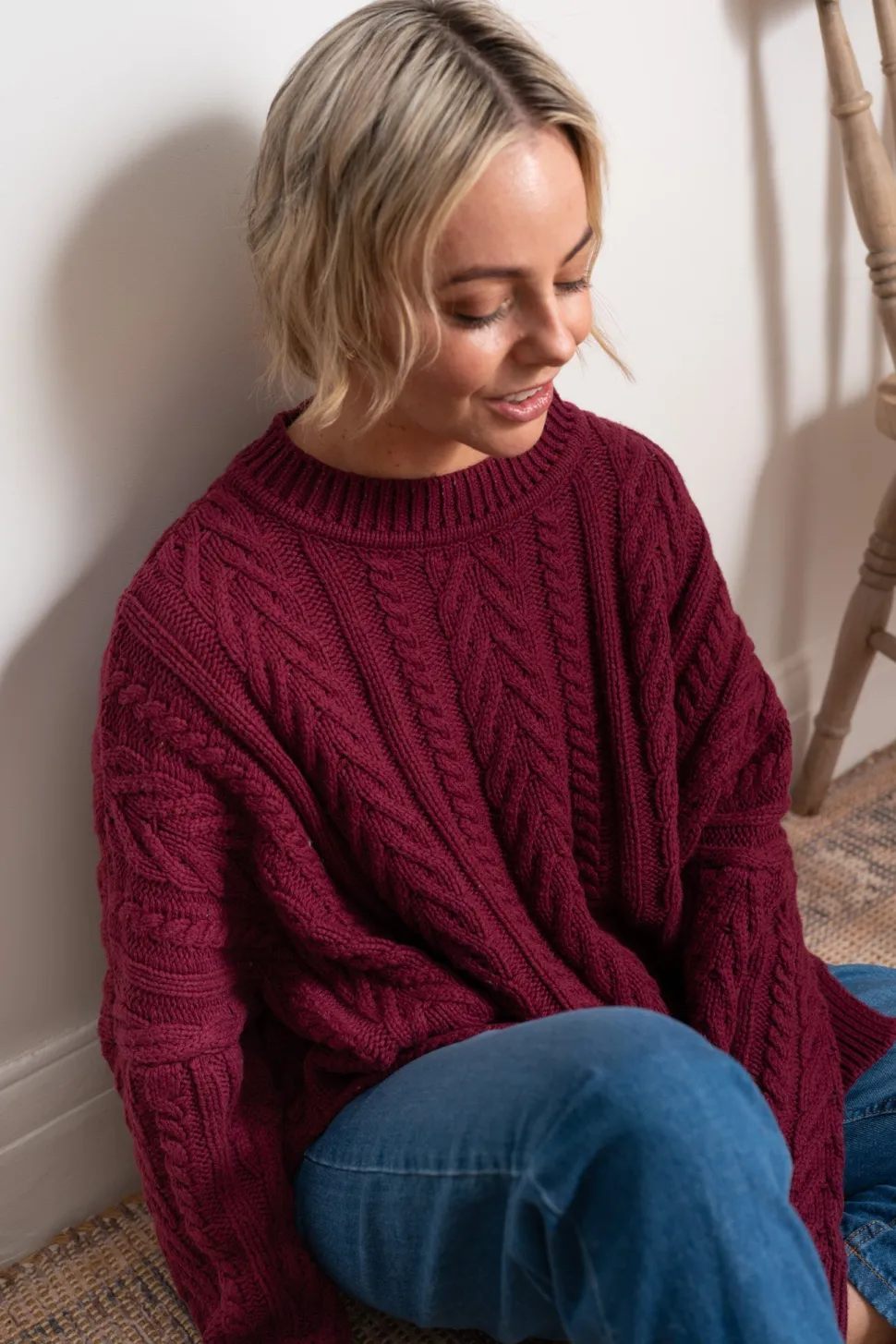 Maxted Soft Touch Cable Pullover - Plum