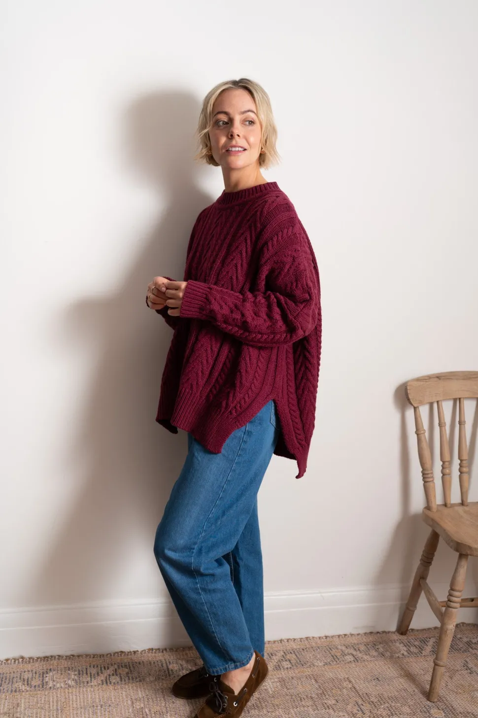 Maxted Soft Touch Cable Pullover - Plum