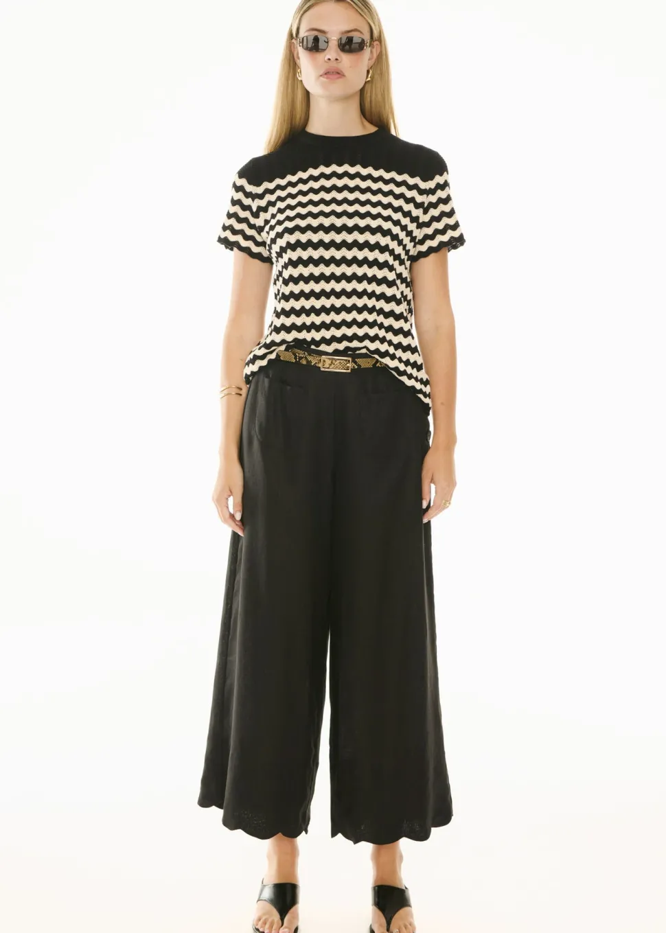 POL Bonde Knit Tee- Black/Ivory