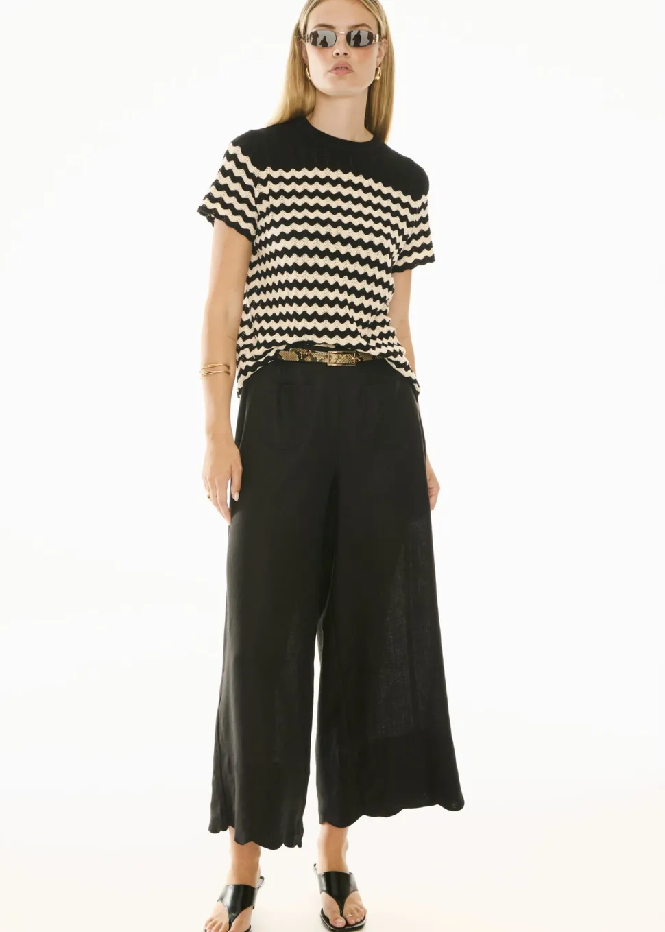 POL Bonde Knit Tee- Black/Ivory