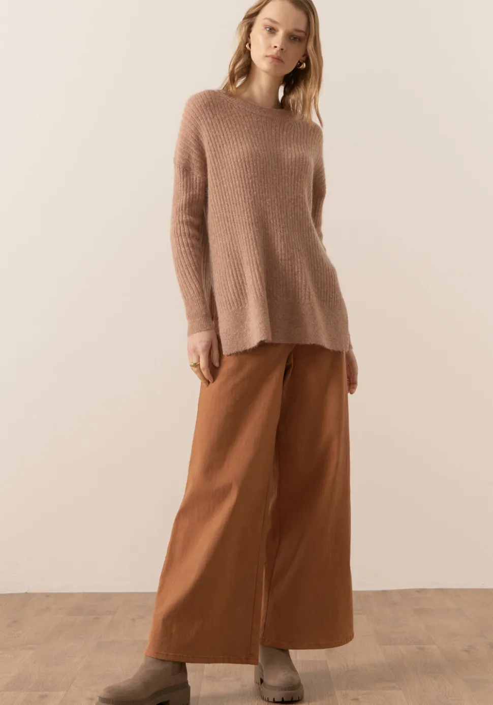 Pol Fitch Ribbed Knit - Blush