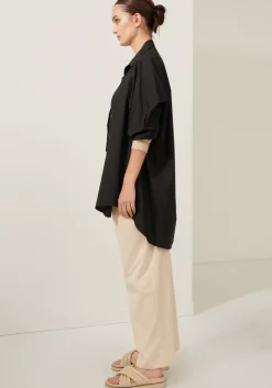 POL Lagoon Drape Back Shirt- Black