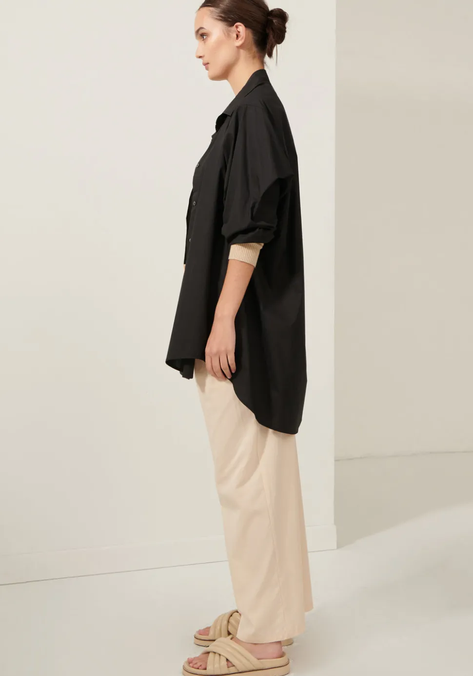POL Lagoon Drape Back Shirt- Black