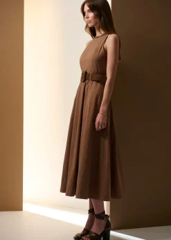 POL Odette Dress Belted - Chocolate
