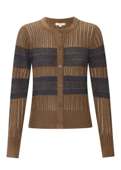 POL Sable Cardigan Striped - Choc/Ink