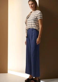 POL Sable Tee Stripe - Pebble/Blue