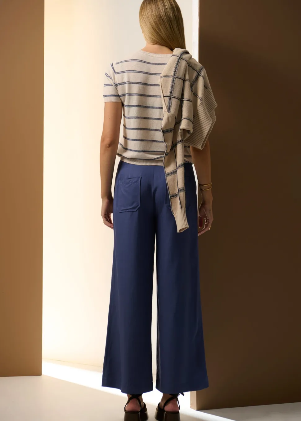 POL Sable Tee Stripe - Pebble/Blue