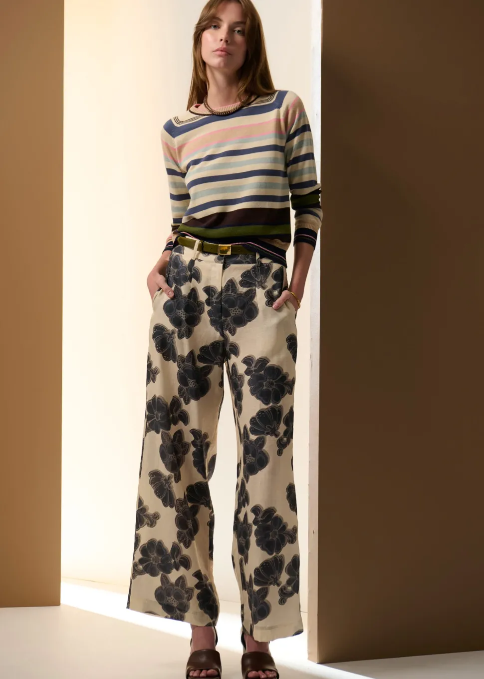 POL Sela Multi Stripe Knit - Blue Multi