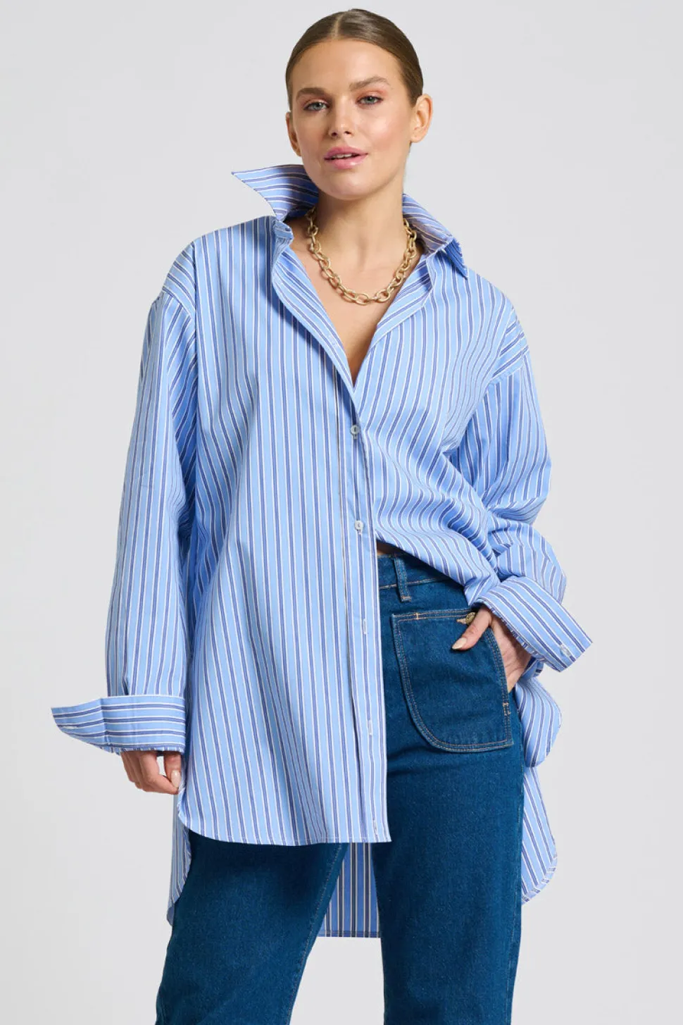 Shirty Boyfriend Shirt - Blue Stripe