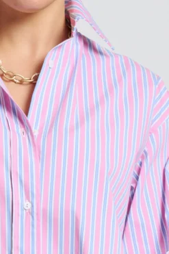 Shirty Boyfriend Shirt - Pink & Blue Stripe