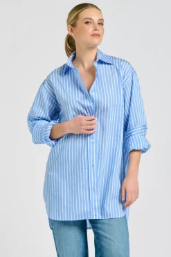Shirty The Boyfriend Shirt - Mid Blue Stripe