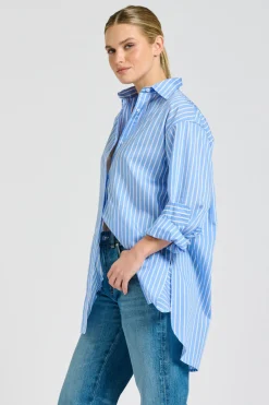 Shirty The Boyfriend Shirt - Mid Blue Stripe