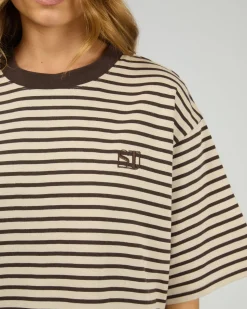 Silent Theory Foundation Stripe Tee - Chocolate
