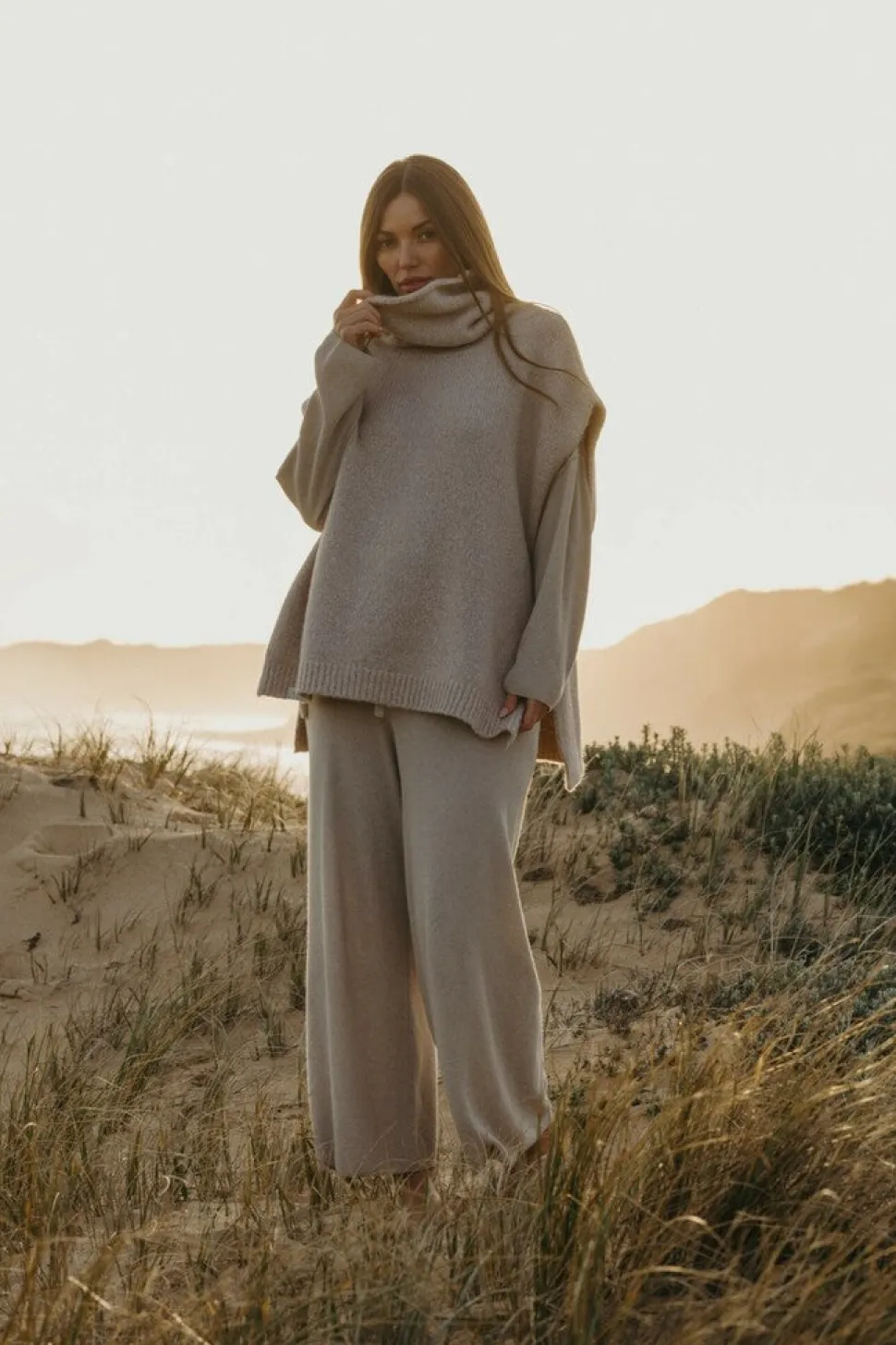 Talamaya Dreams Funnel Neck Tabard - Wheat