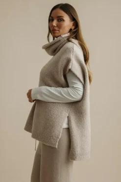 Talamaya Dreams Funnel Neck Tabard - Wheat