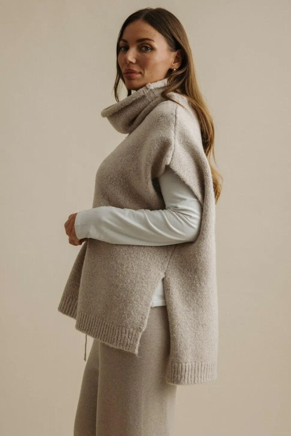 Talamaya Dreams Funnel Neck Tabard - Wheat