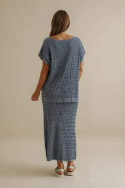 Talamaya Waves Pleat Pullover - Blue Pool