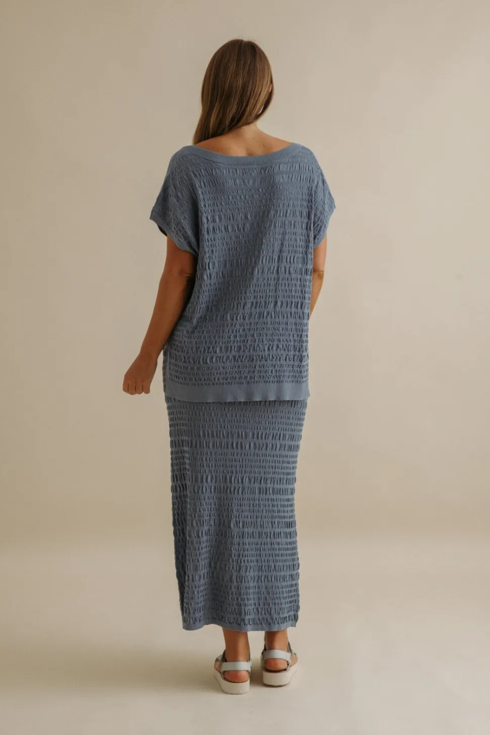 Talamaya Waves Pleat Pullover - Blue Pool