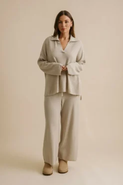 Talamaya Winter Retreat Collar Pullover - Wheat