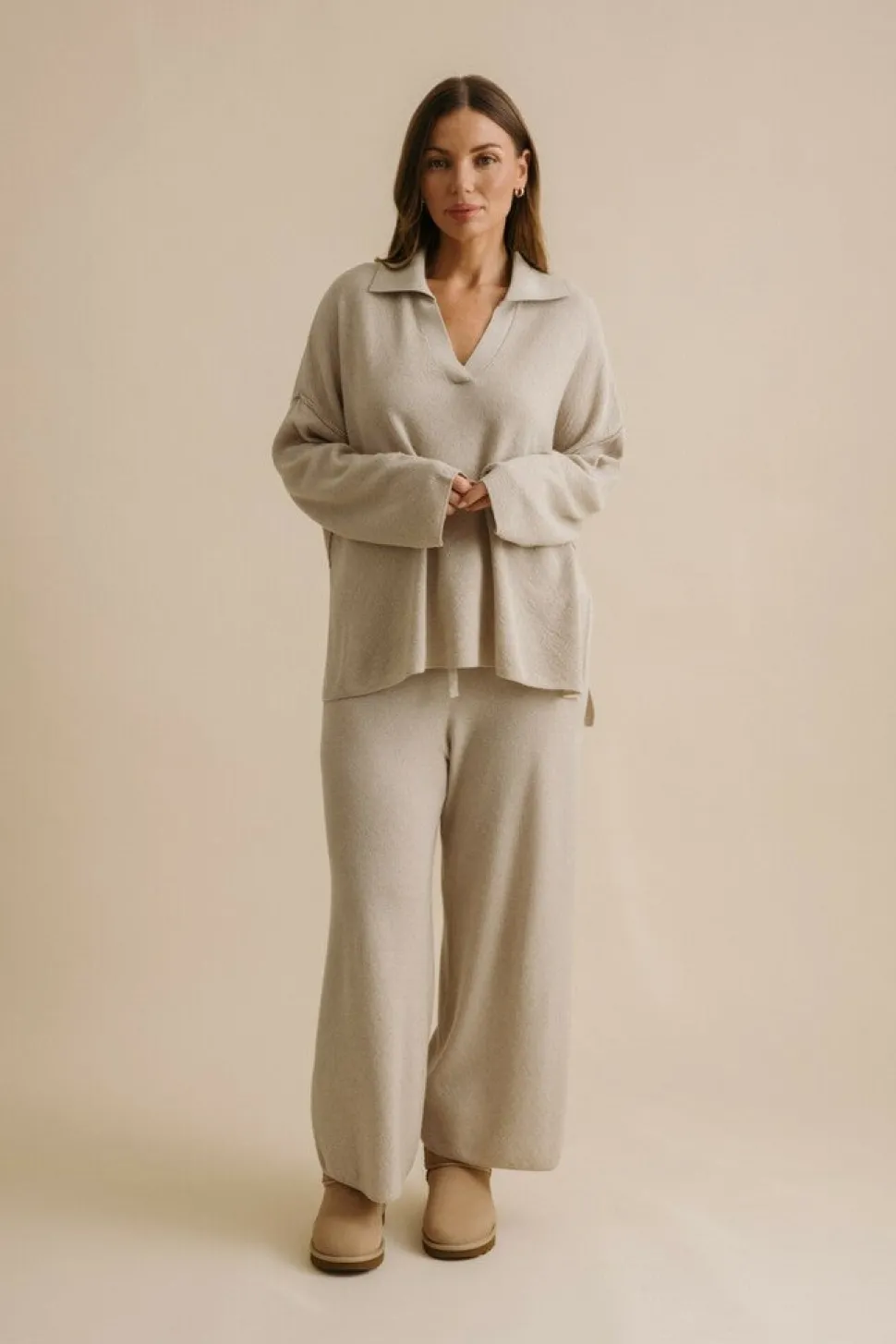 Talamaya Winter Retreat Collar Pullover - Wheat
