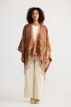 The Shanty Leona Cape - Amber Check