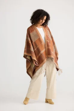 The Shanty Leona Cape - Amber Check