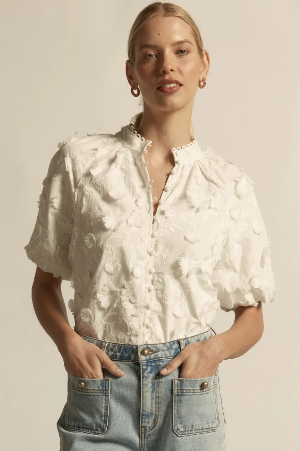 Zoe Kratmann Solstice Top - Porcelain Broderie