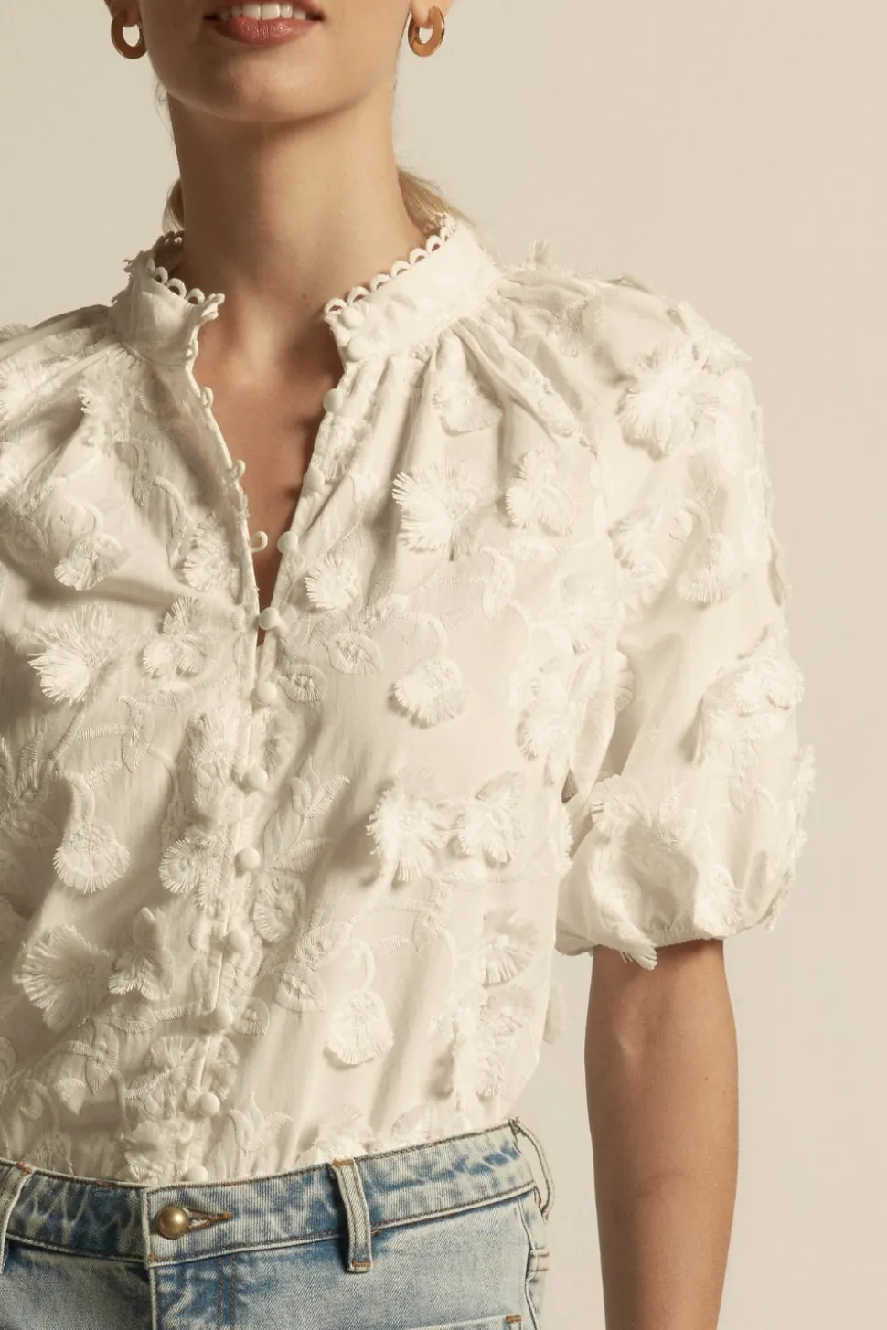 Zoe Kratmann Solstice Top - Porcelain Broderie
